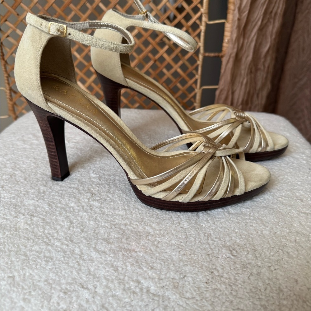 Ralph Lauren Gold and Cream Heels
